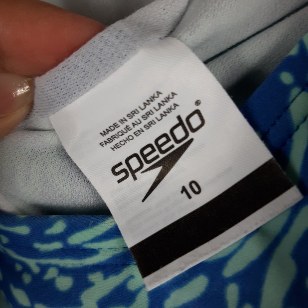 Speedo Blue Pineapple Pattern One Piece Swimsuit Size 10 - Picture 6 of 7